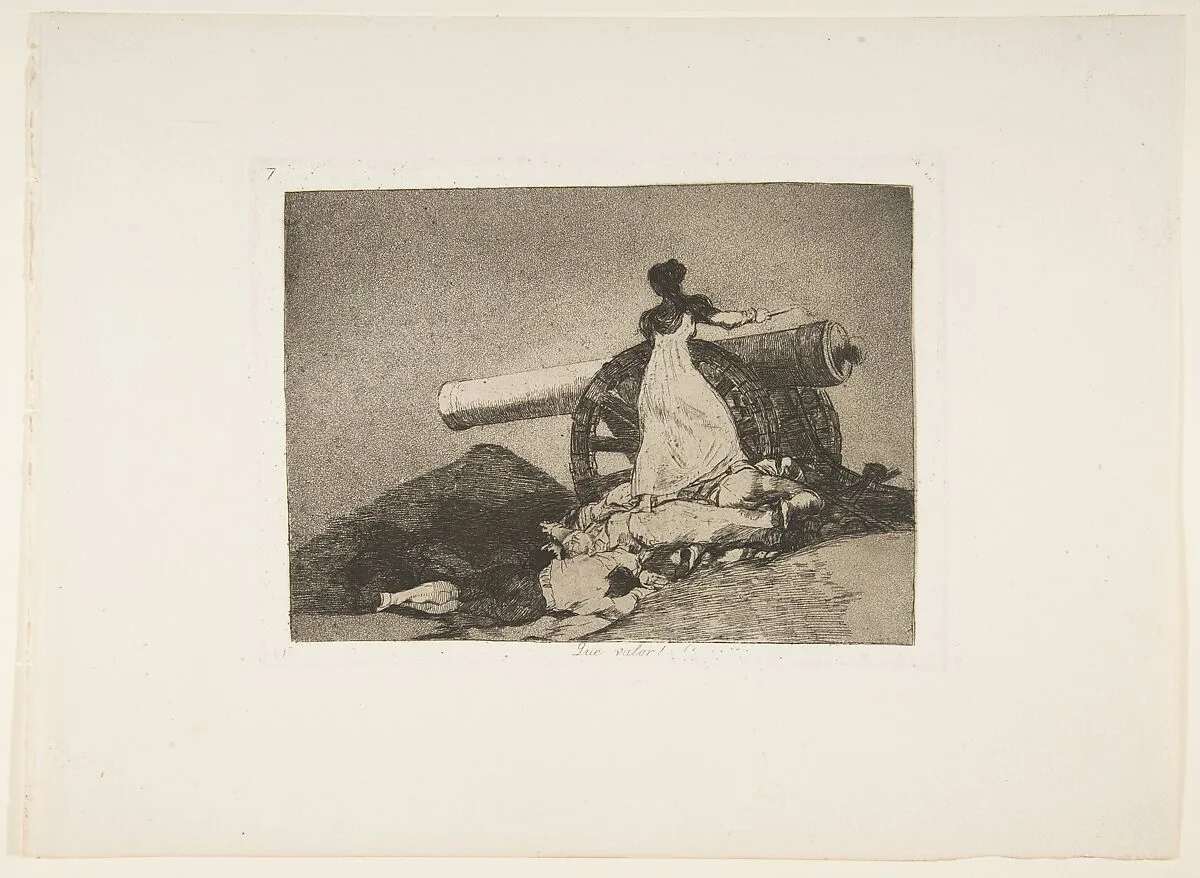 Plate 7 from "The Disasters of War" (Los Desastres de la Guerra): 'What courage!' (Que valor!) — Goya (Francisco de Goya y Lucientes)