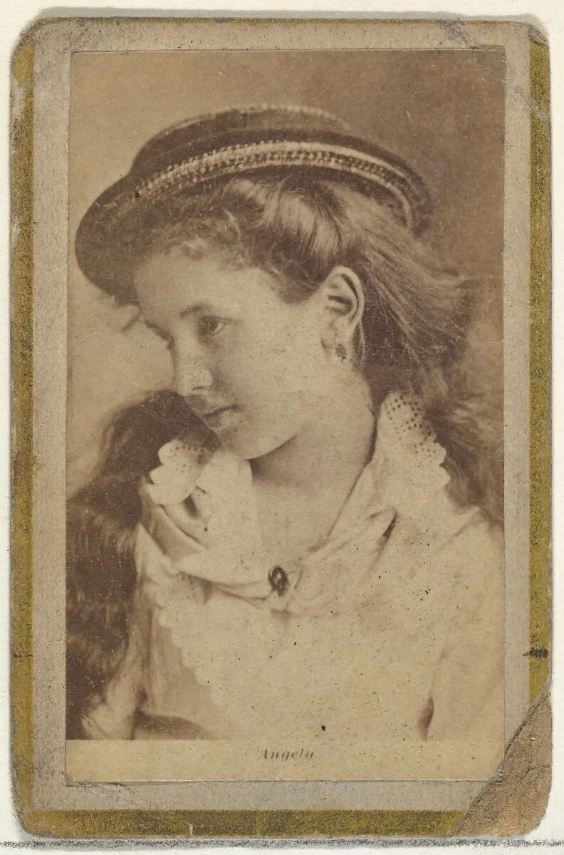 Angela, from the Actresses and Celebrities series (N60, Type 2) promoting Little Beauties Cigarettes for Allen & Ginter brand tobacco products — Allen & Ginter