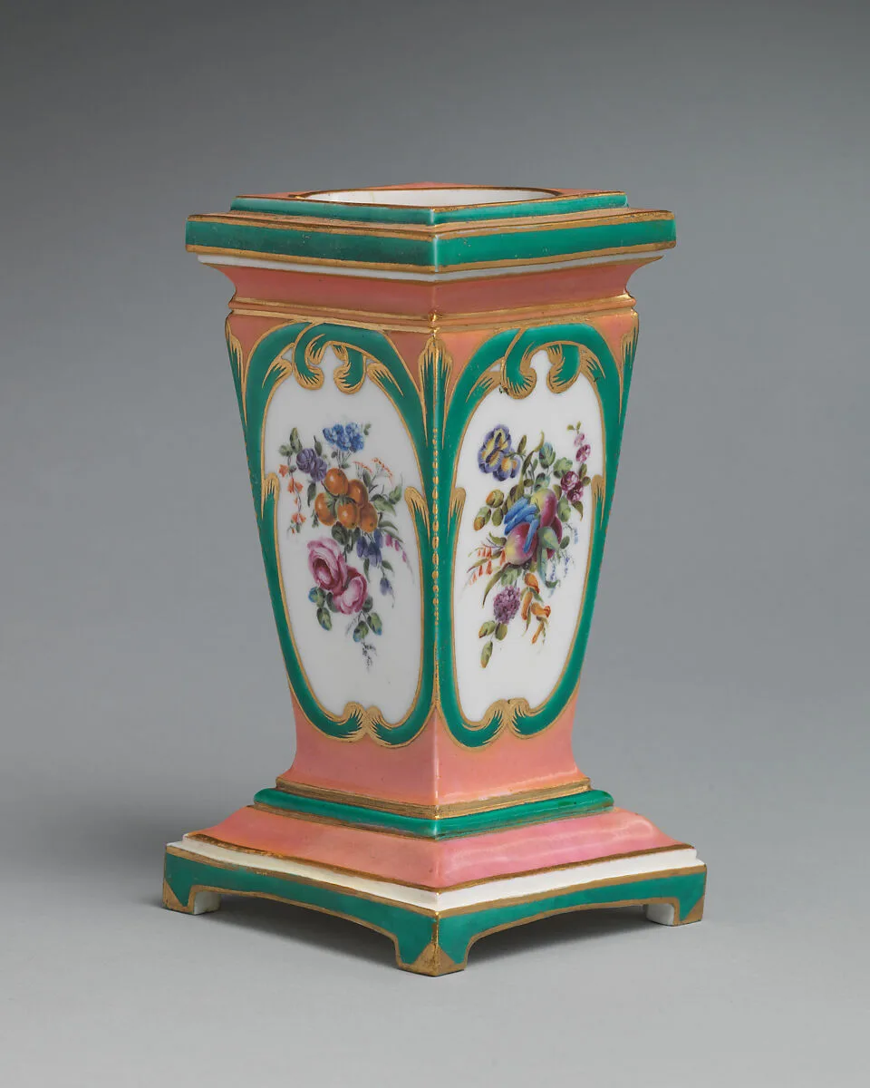 Pedestal vase and bulb pot (piédestal en gaine) (one of a pair) — Sèvres Manufactory|Master of the Luminous Leaves