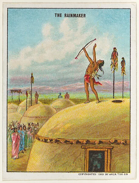 The Rainmaker, from the "Indian Life in the 60's" series (T73), issued with Hassan Cork Tip Cigarettes by the American Tobacco Company — American Tobacco Company