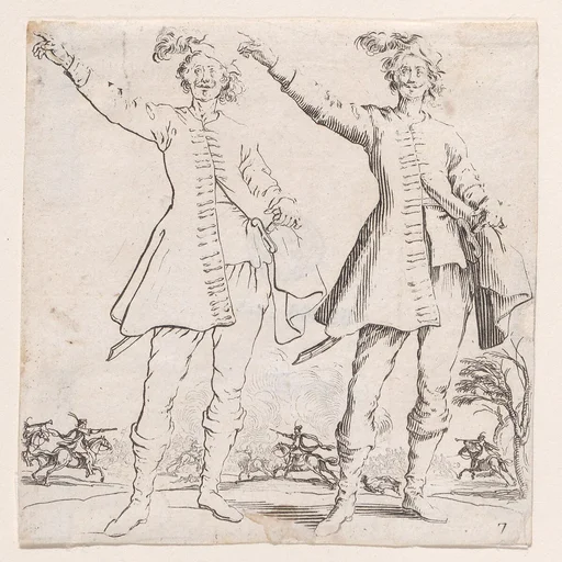 Le Turc Vu de Face, Levant le Bras Droit (Front View of the Turk, Raising his Right Arm), from Varie Figure (Various Figures), plate 7