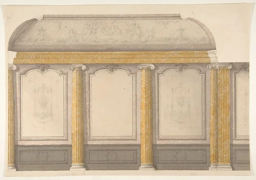 Design for wall panels with putti and flowered garlands