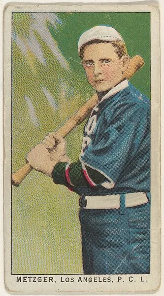 Metzger, Los Angeles, Pacific Coast League, from the "Obak Baseball Players" set (T212), issued by the American Tobacco Company to promote Obak Mouthpiece Cigarettes — American Tobacco Company