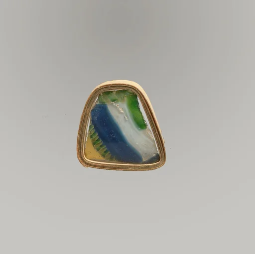 Glass striped mosaic bowl fragment