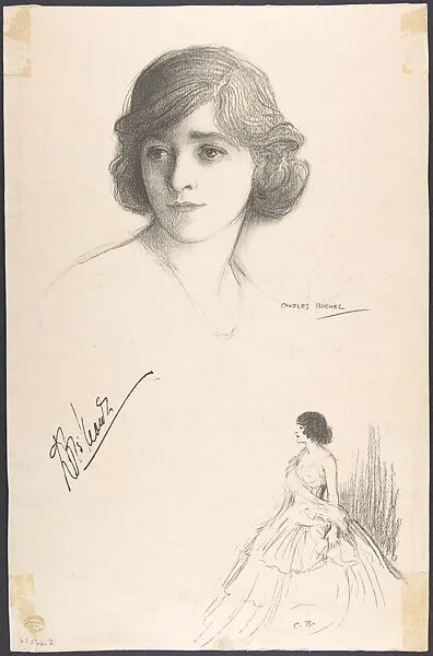Portrait Head of the actress Doris Kean, also shown full-length in costume — Doris Keane|Charles A. Buchel