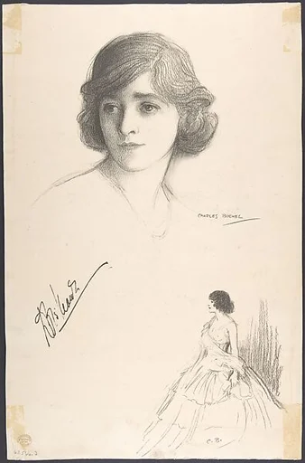 Portrait Head of the actress Doris Kean, also shown full-length in costume