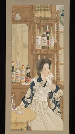 島崎柳塢筆 女給図|Café Waitress (Jokyū) 女給図