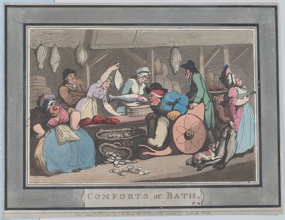 Comforts of Bath, Plate 4 — S. W. Fores|Thomas Rowlandson