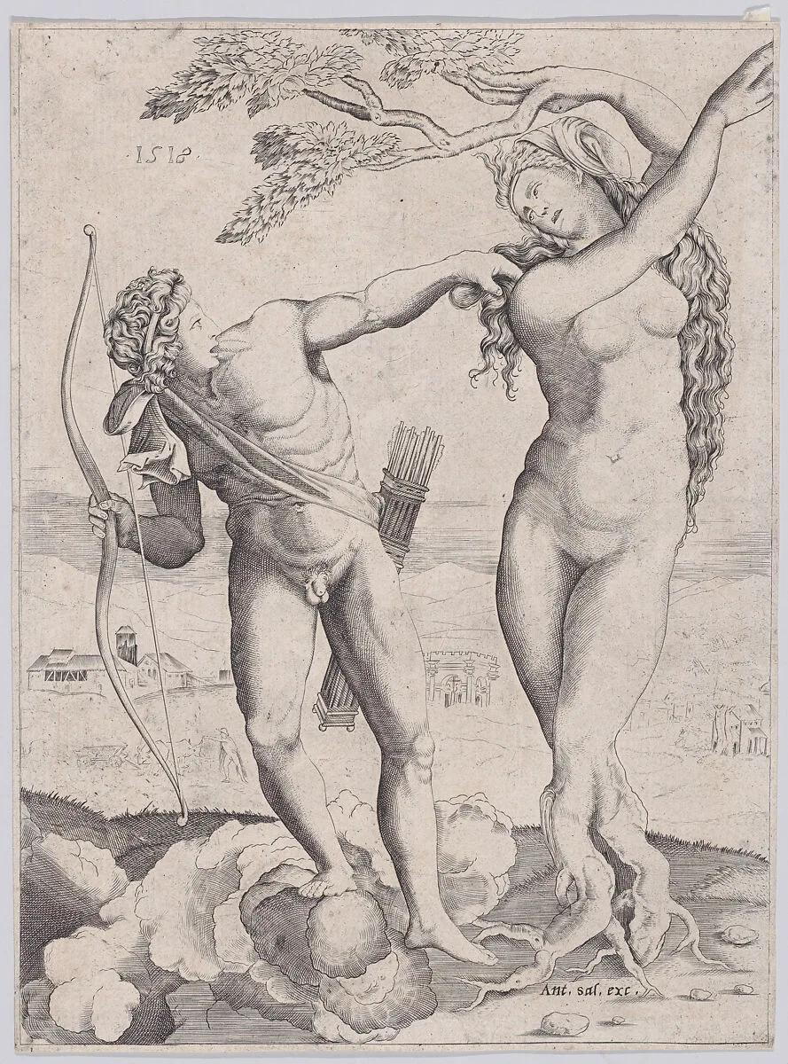 Apollo and Daphne — Agostino Veneziano (Agostino dei Musi)|Baccio Bandinelli