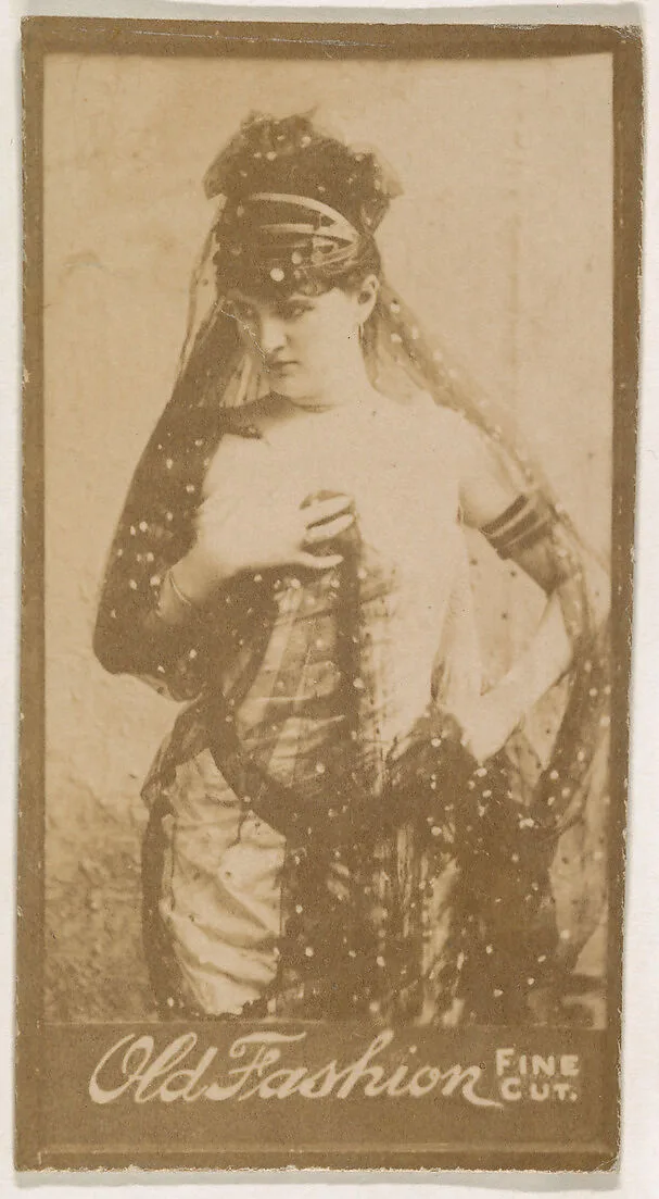 Actress wearing costume with lace head scarf, from the Actresses series (N664) promoting Old Fashion Fine Cut Tobacco — Unknown