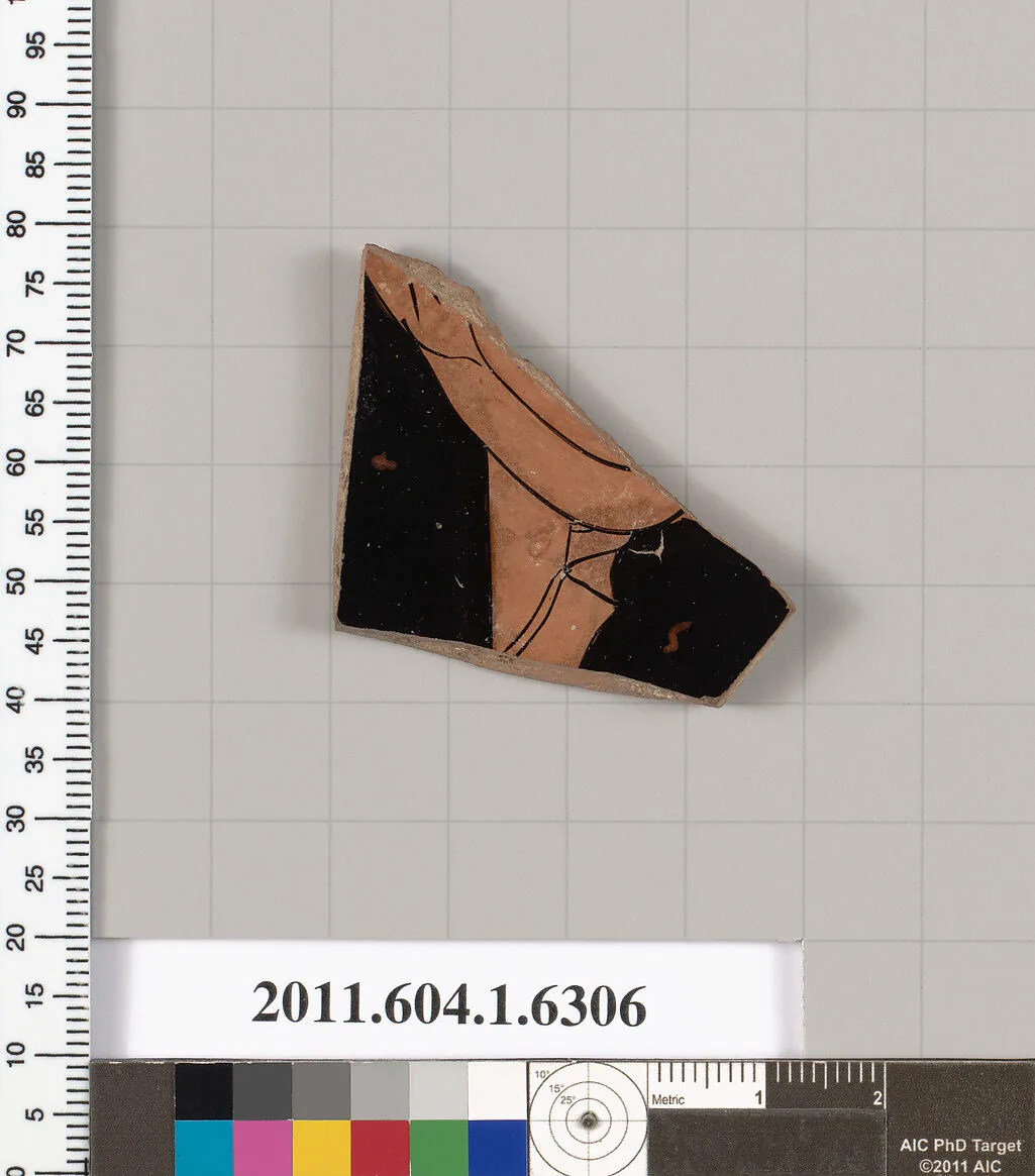 Terracotta fragment of a kylix (drinking cup) — Onesimos