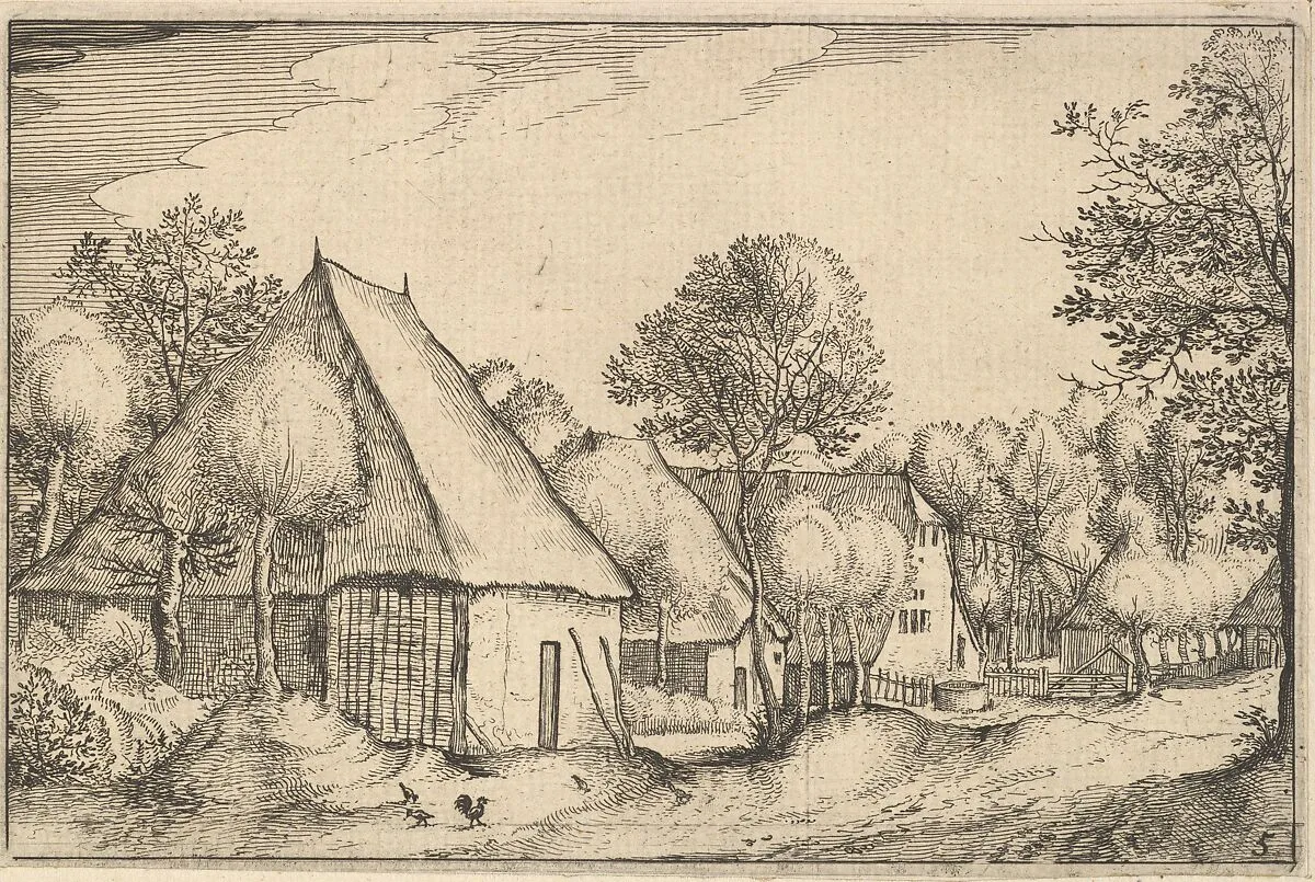 Farmyard, plate 5 from "Regiunculae et Villae Aliquot Ducatus Brabantiae" — The Master of the Small Landscapes|Claes Jansz. Visscher|Claes Jansz. Visscher