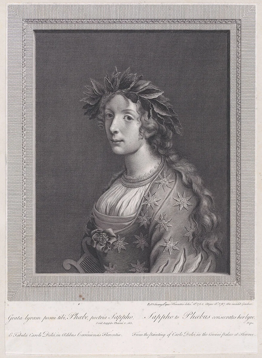 Sappho to Phoebus consecrates her lyre — Carlo Dolci|Robert Strange