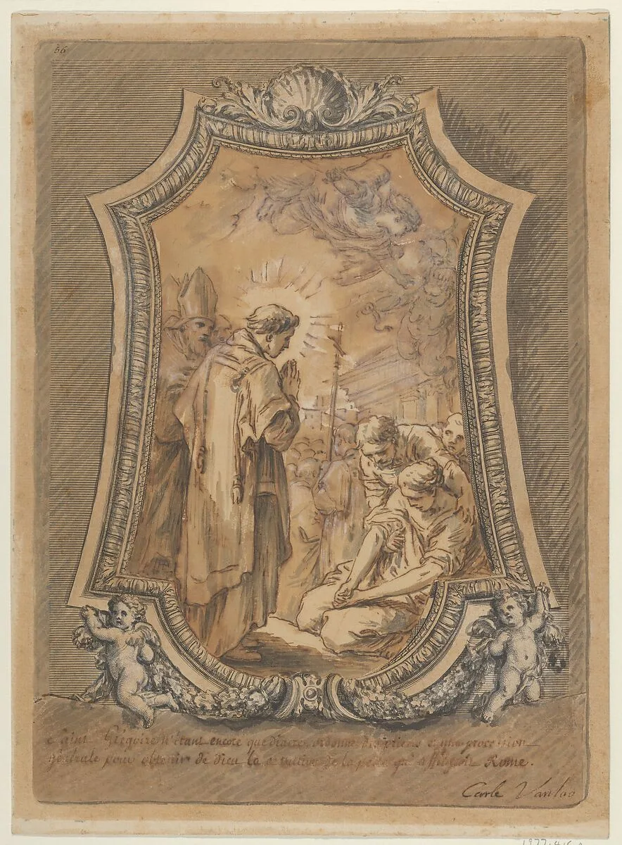Saint Gregory as Deacon Directing Prayers and Processions for the Cessation of the Plague — Carle (Charles André) Vanloo