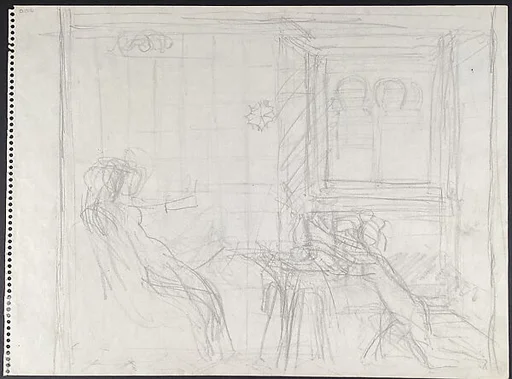 Girl Before Her Dressing Table (recto); Lovers (verso)