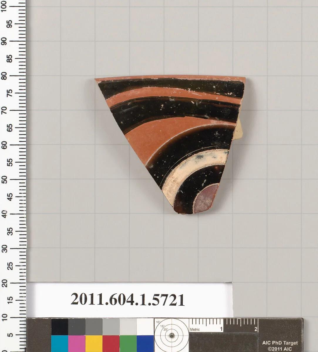 Terracotta rim fragment of a kylix: eye-cup (drinking cup) — Oltos