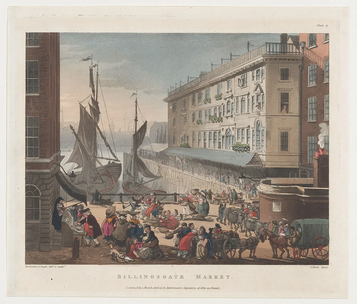 Billingsgate Market — Auguste Charles Pugin|John Bluck|Rudolph Ackermann, London|Thomas Rowlandson
