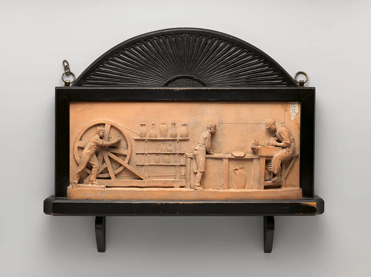 Plaque depicting a pottery workshop — R. W. Martin and Brothers