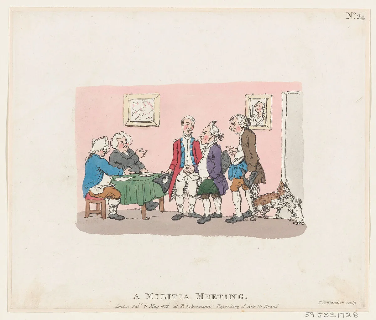 A Militia Meeting — Rudolph Ackermann, London|Thomas Rowlandson|Henry William Bunbury