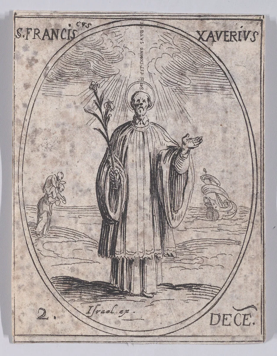 S. Francois Xavier (St. Francis Xavier), December 2nd, from "Les Images De Tous Les Saincts et Saintes de L'Année" (Images of All of the Saints and Religious Events of the Year) — Jacques Callot|Israël Henriet