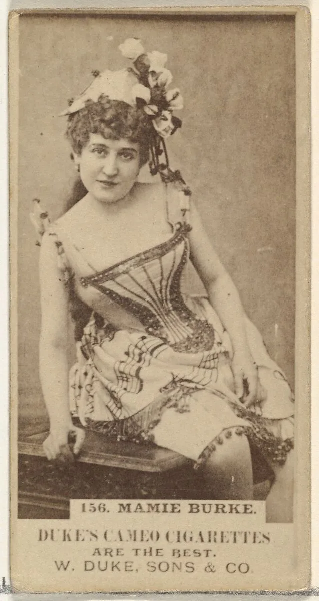 Card Number 156, Mamie Burke, from the Actors and Actresses series (N145-5) issued by Duke Sons & Co. to promote Cameo Cigarettes — W. Duke, Sons & Co.