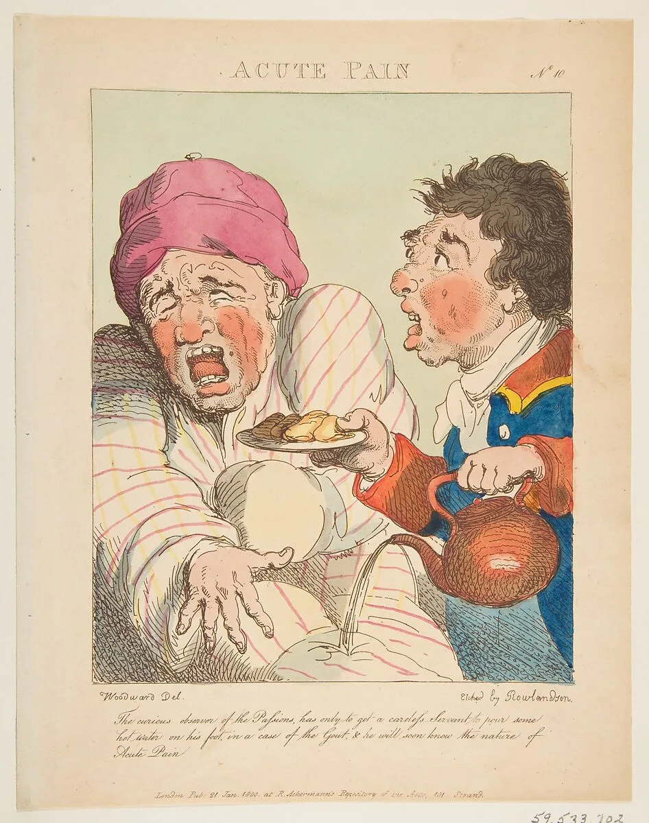 Acute Pain (Le Brun Travested, or Caricatures of the Passions) — Rudolph Ackermann, London|Thomas Rowlandson|George Murgatroyd Woodward