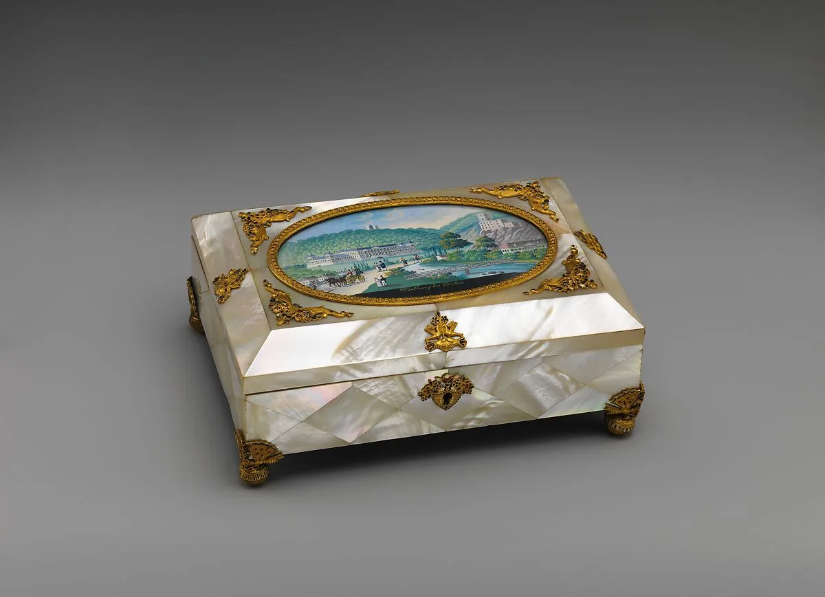 Sewing casket with view of Weilburg near Baden in Austria — Balthasar Wigand