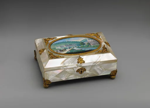 Sewing casket with view of Weilburg near Baden in Austria