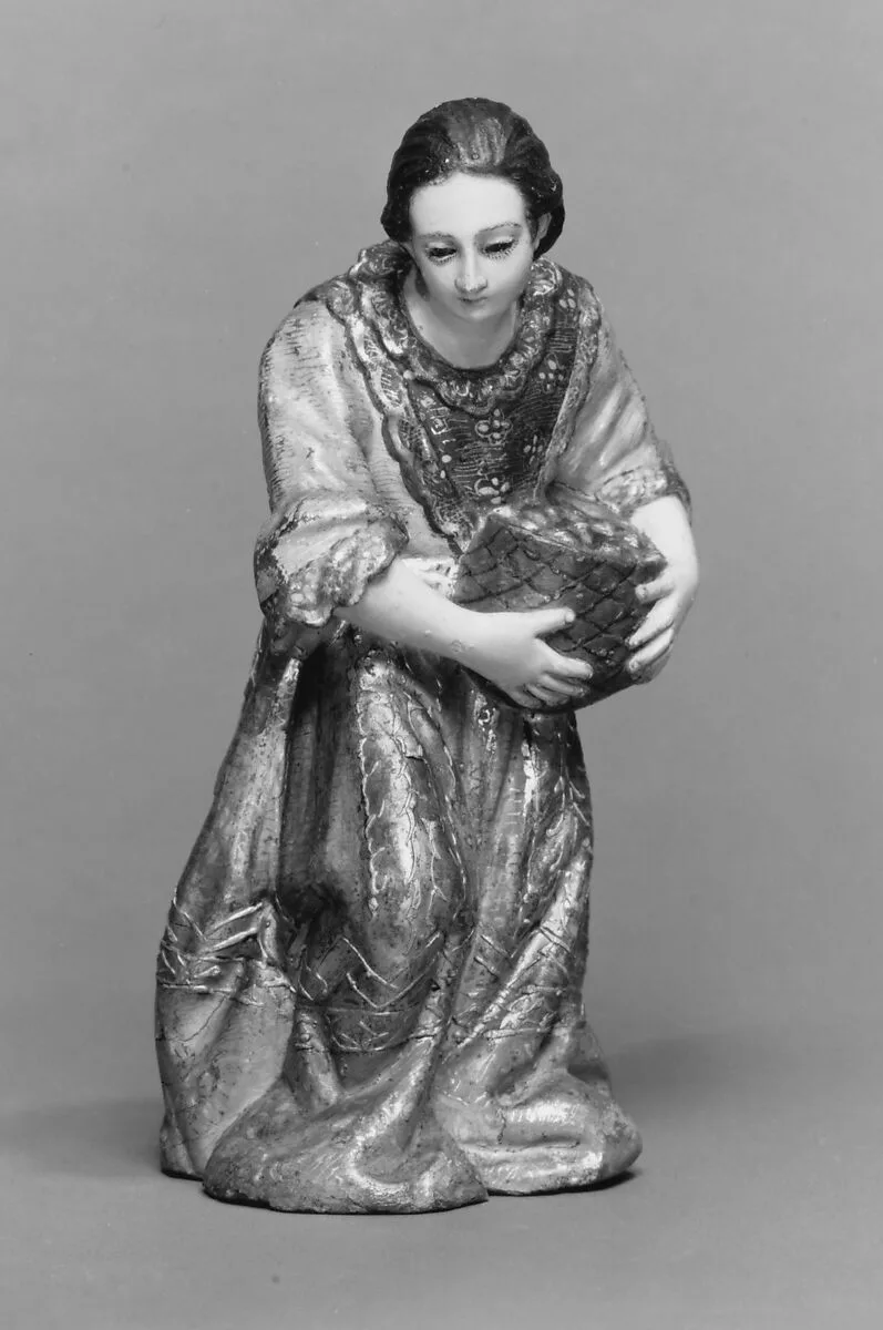 Kneeling woman with a basket (from a nativity) — Unknown