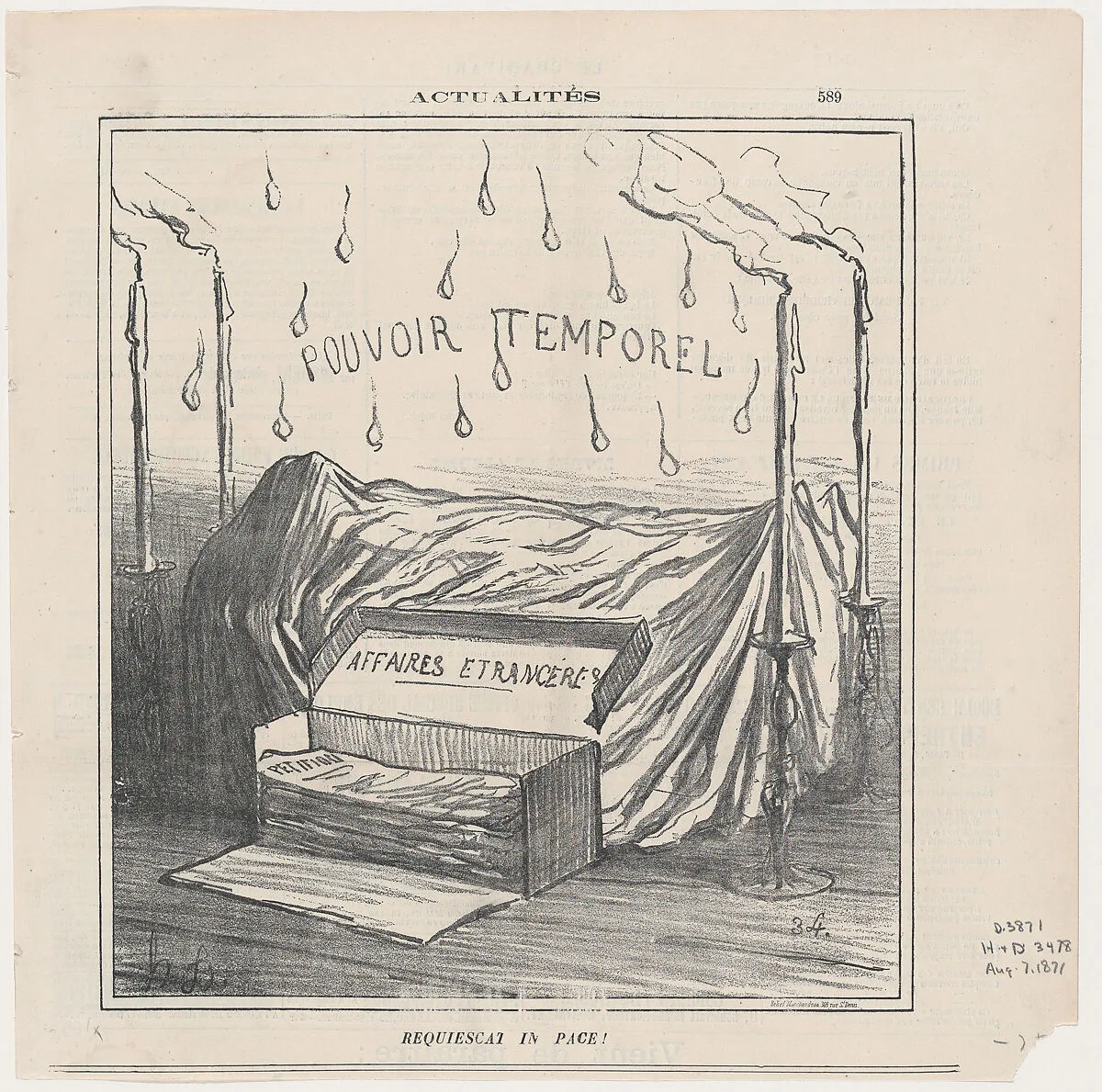 Rest in peace!, from 'News of the day,' published in Le Charivari, August 7, 1871 — Honoré Daumier
