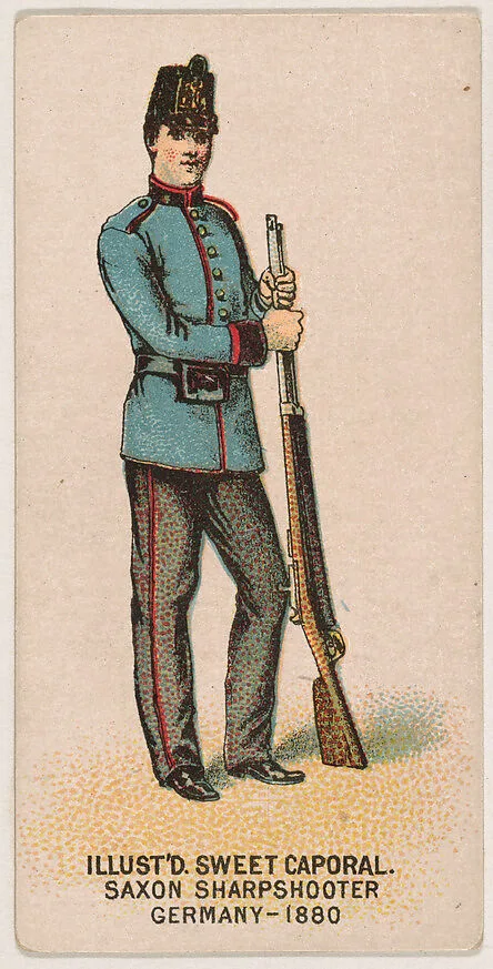 Saxon Sharpshooter, Germany, 1880, from the Military Series (N224) issued by Kinney Tobacco Company to promote Sweet Caporal Cigarettes — Kinney Brothers Tobacco Company