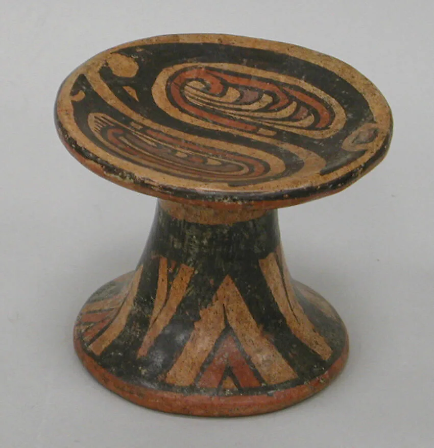 Painted Ceramic Pedestal Plate — Unknown