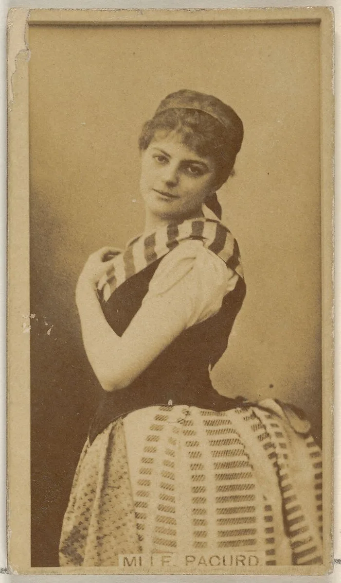 Mlle. Pacurd, from the Actors and Actresses series (N45, Type 8) for Virginia Brights Cigarettes — Allen & Ginter