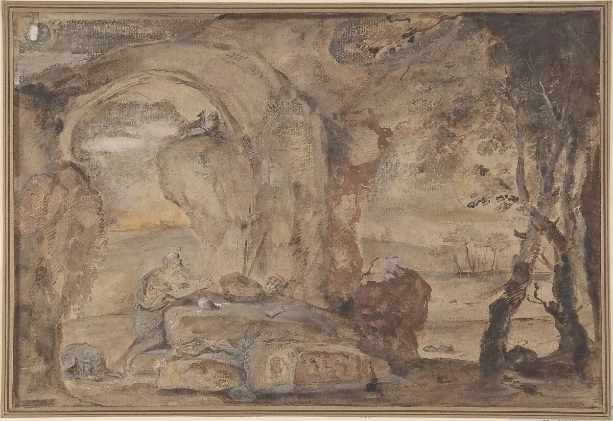 Saint Jerome in the Wilderness — Anonymous, Italian, Roman-Bolognese, 17th century