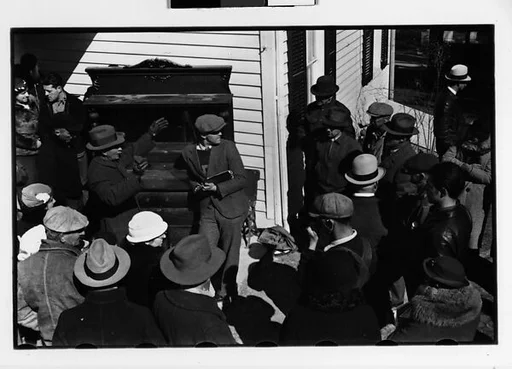 [Three 35mm Film Frames: Outdoor Country Auction]