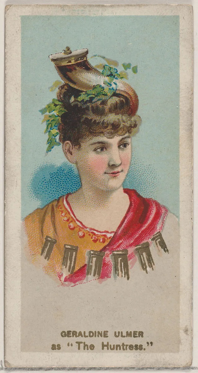 Geraldine Ulmer as "The Huntress," from the series Fancy Dress Ball Costumes (N73) for Duke brand cigarettes — W. Duke, Sons & Co.|Knapp & Company