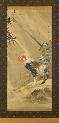 宋紫山筆 嵐に鶏図|Rooster in a Storm