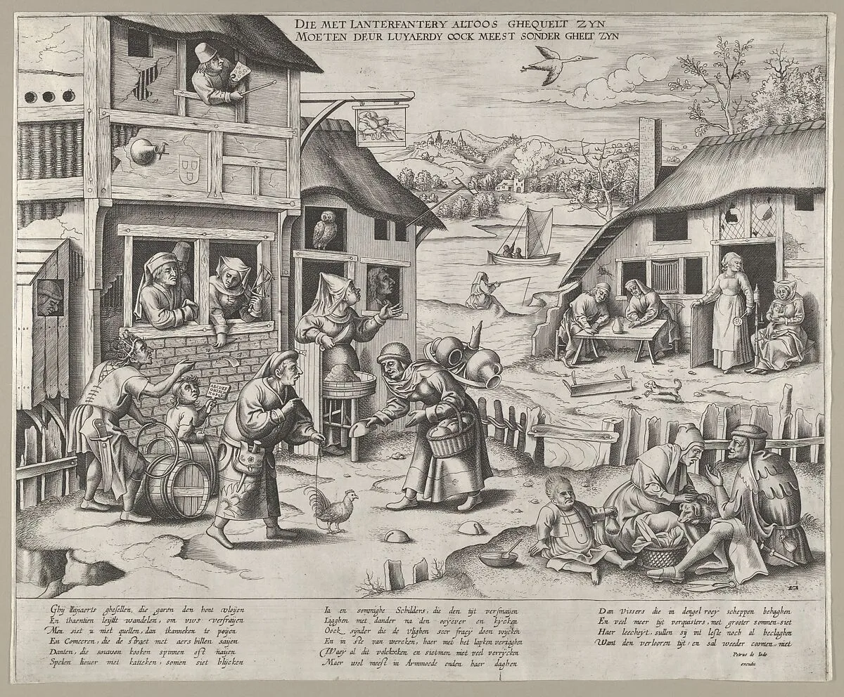 A Flemish Village with Ten Proverbs on Laziness — Frans Huys|Pieter de Jode I