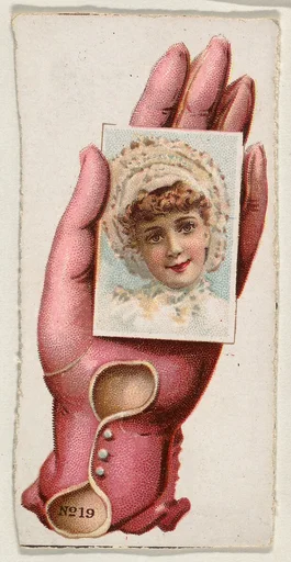 Card Number 19, cut-out from banner advertising the Opera Gloves series (G29) for Allen & Ginter Cigarettes