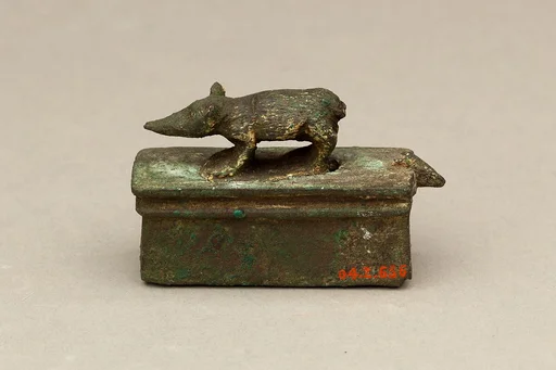 Shrew-mouse surmounting shrine-shaped box for an animal mummy
