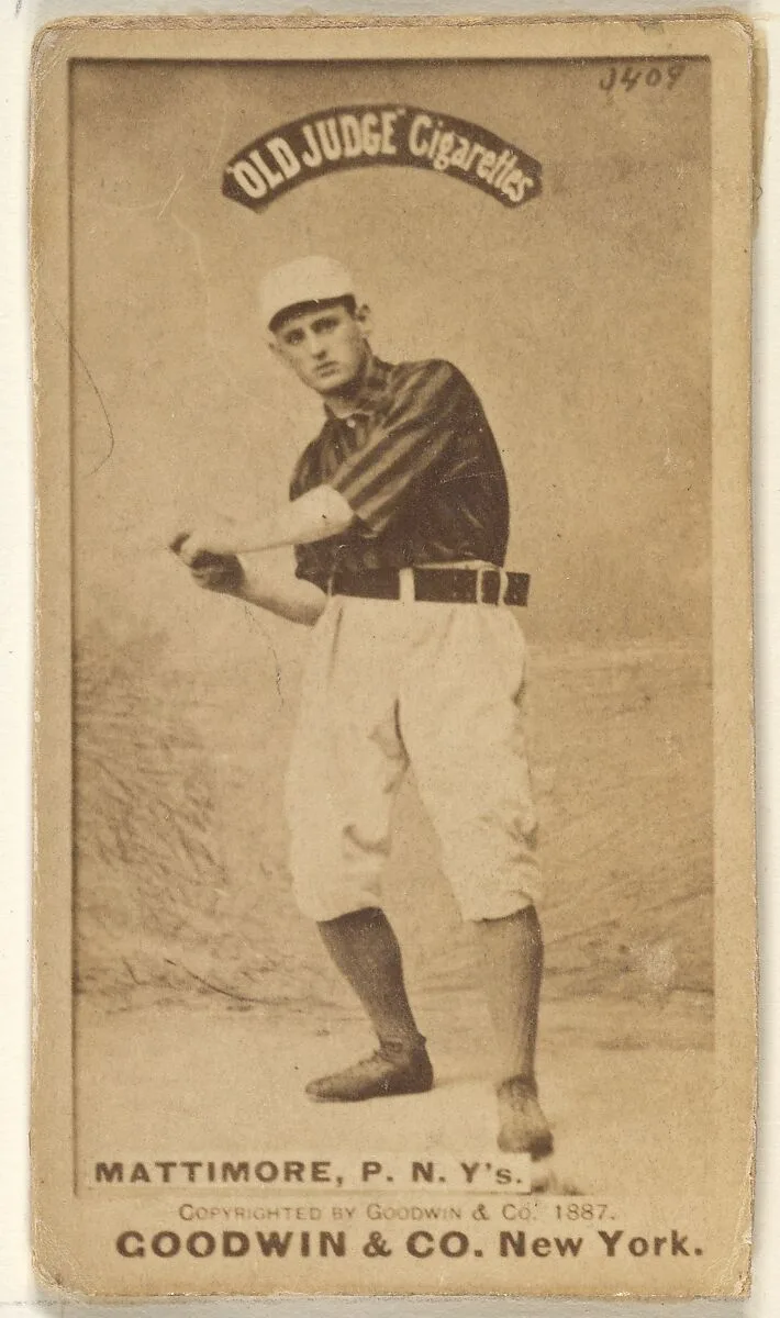 Michael "Mike" Joseph Mattimore, Pitcher, New York, from the Old Judge series (N172) for Old Judge Cigarettes — Goodwin & Company
