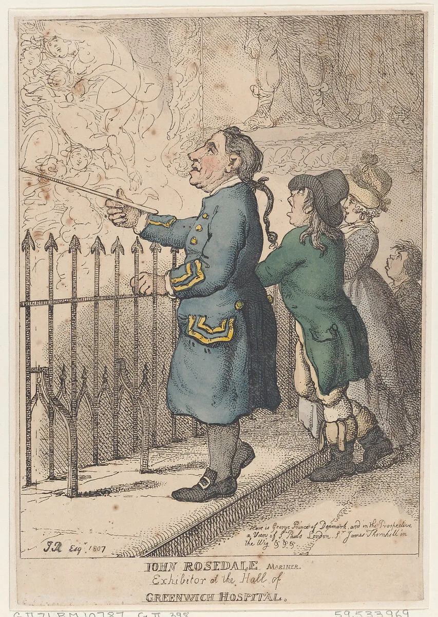 John Rosedale Mariner, Exhibitor at the Hall of Greenwich Hospital — Thomas Rowlandson