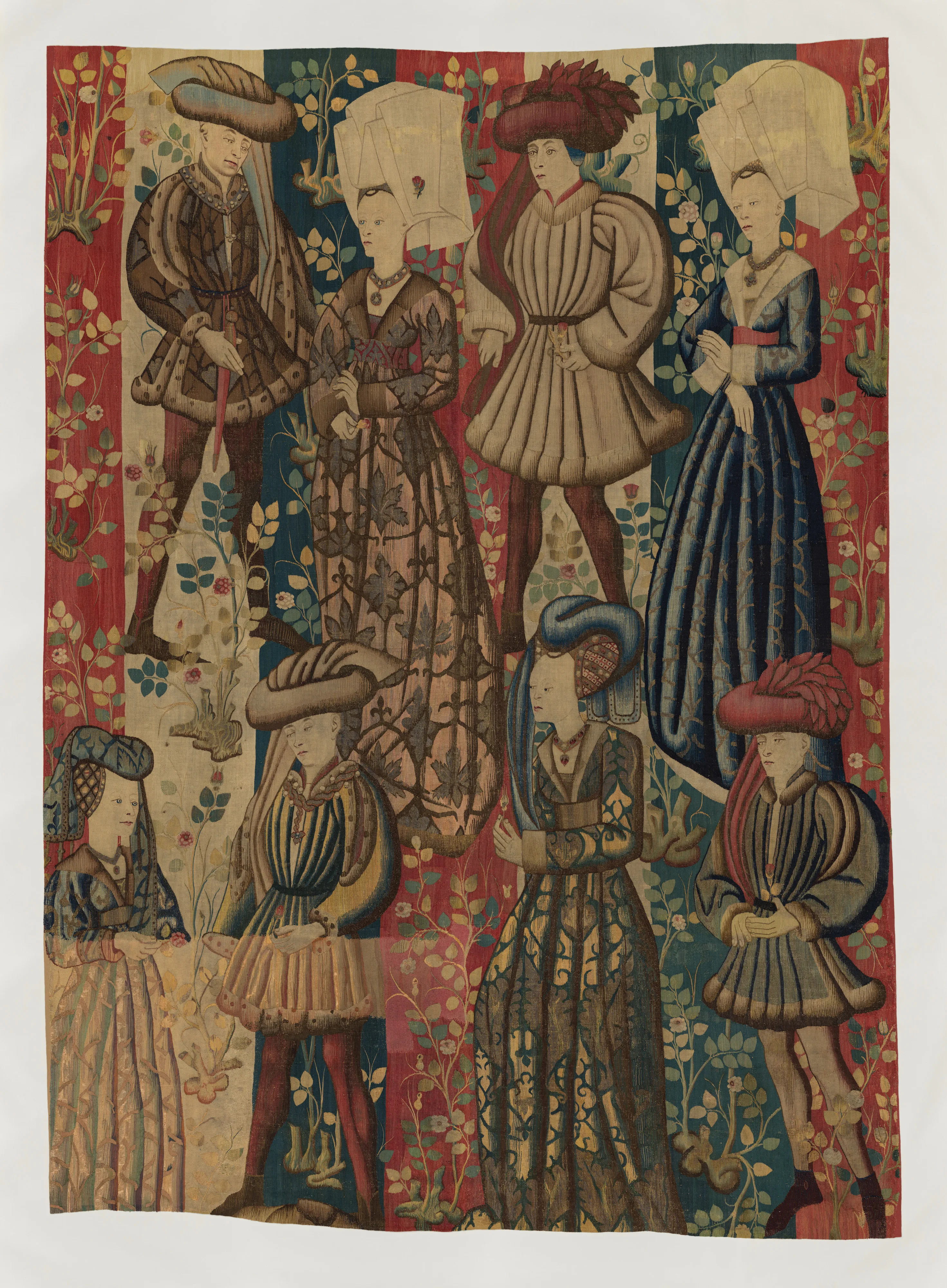 Courtiers in a Rose Garden: Four Gentlemen and Four Ladies — Unknown