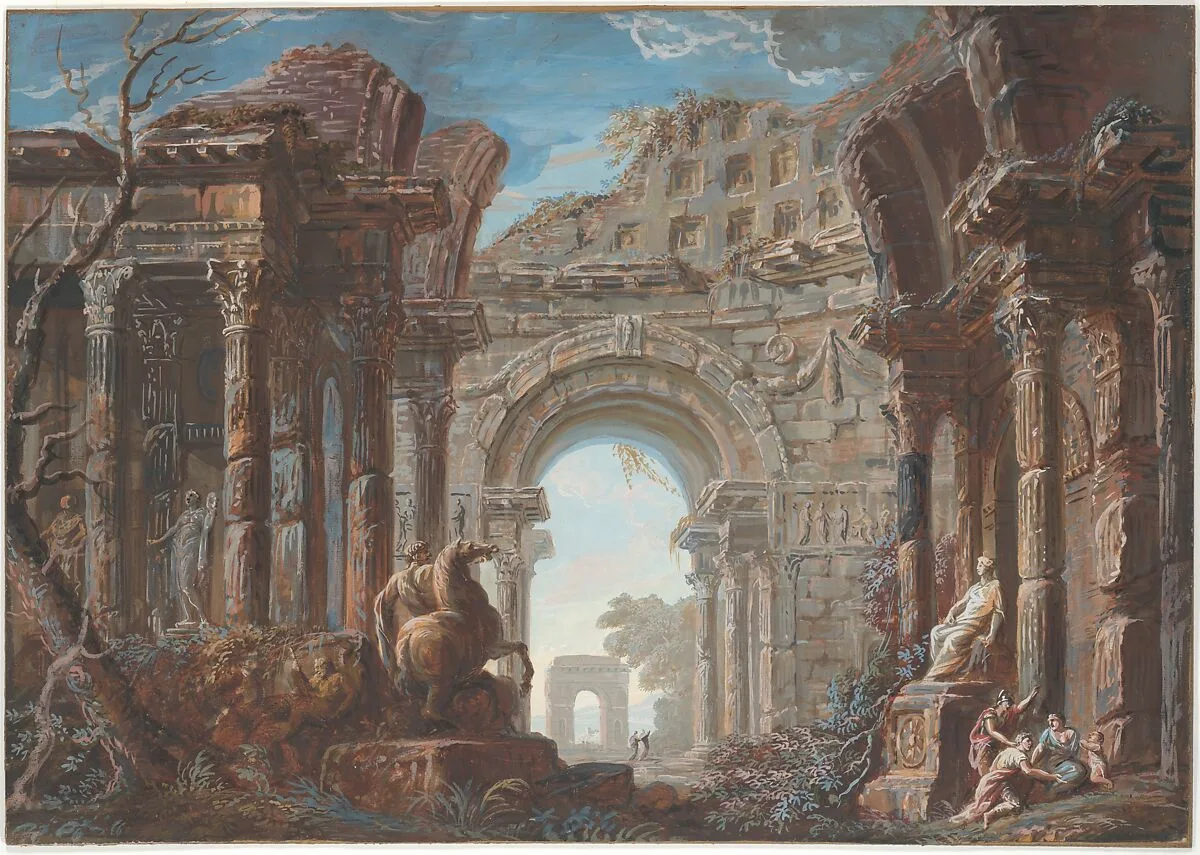 Architectural Capriccio with a Monumental Arch — Jean Nicolas Servandoni