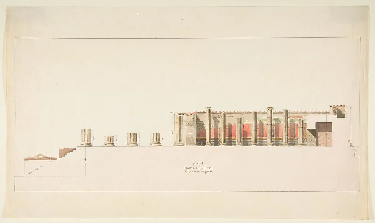 Three drawings from an Album Inscribed on the Cover "Naples, Herculaneum, Pompeii" — Charles Percier|Pierre François Léonard Fontaine|Anonymous, French, 19th century