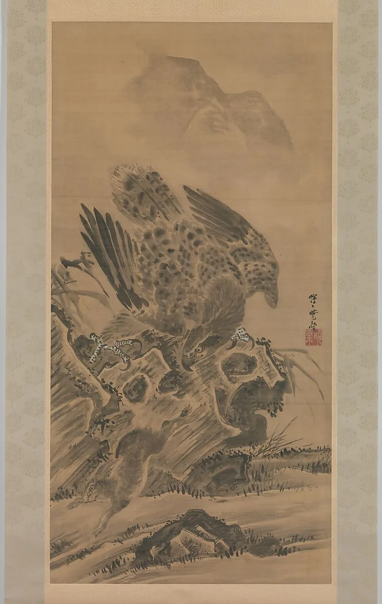 兎を追う鷲図|Eagle Pursuing Rabbit — Kawanabe Kyōsai 河鍋暁斎