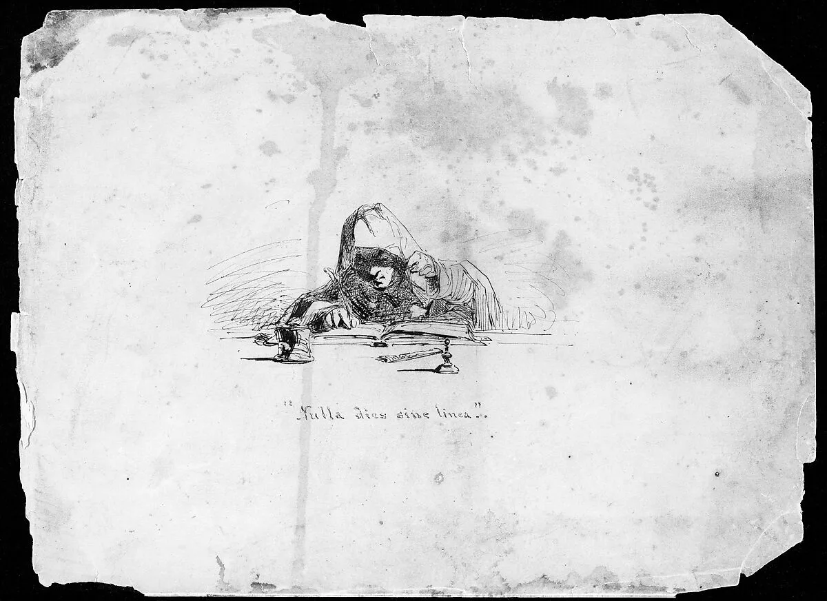 Half-length Figure in a Monk's Cowl (Possibly a Self-portrait) (from Sketchbook) — James McNeill Whistler