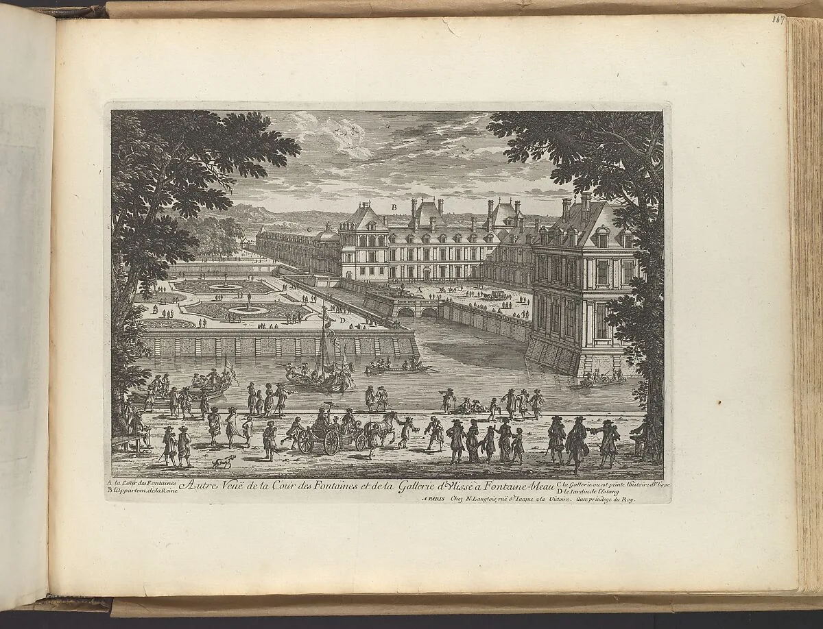 Autre Veüe de la Cour de Fontaines et la Galerie d'Ulisse à Fontaine-bleau — Adam Perelle|Nicolas Langlois