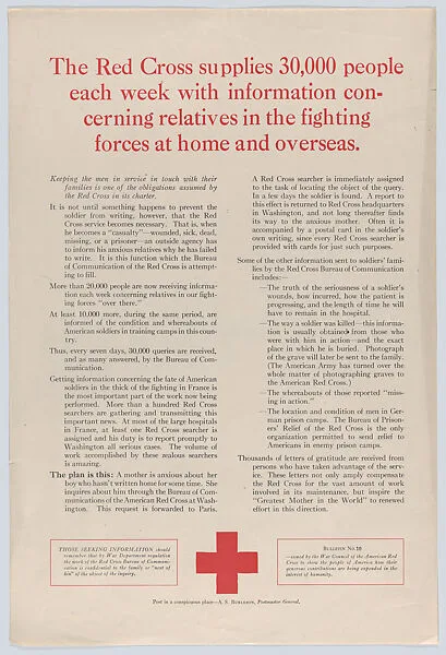 The Red Cross supplies people with information — War Council of the American Red Cross