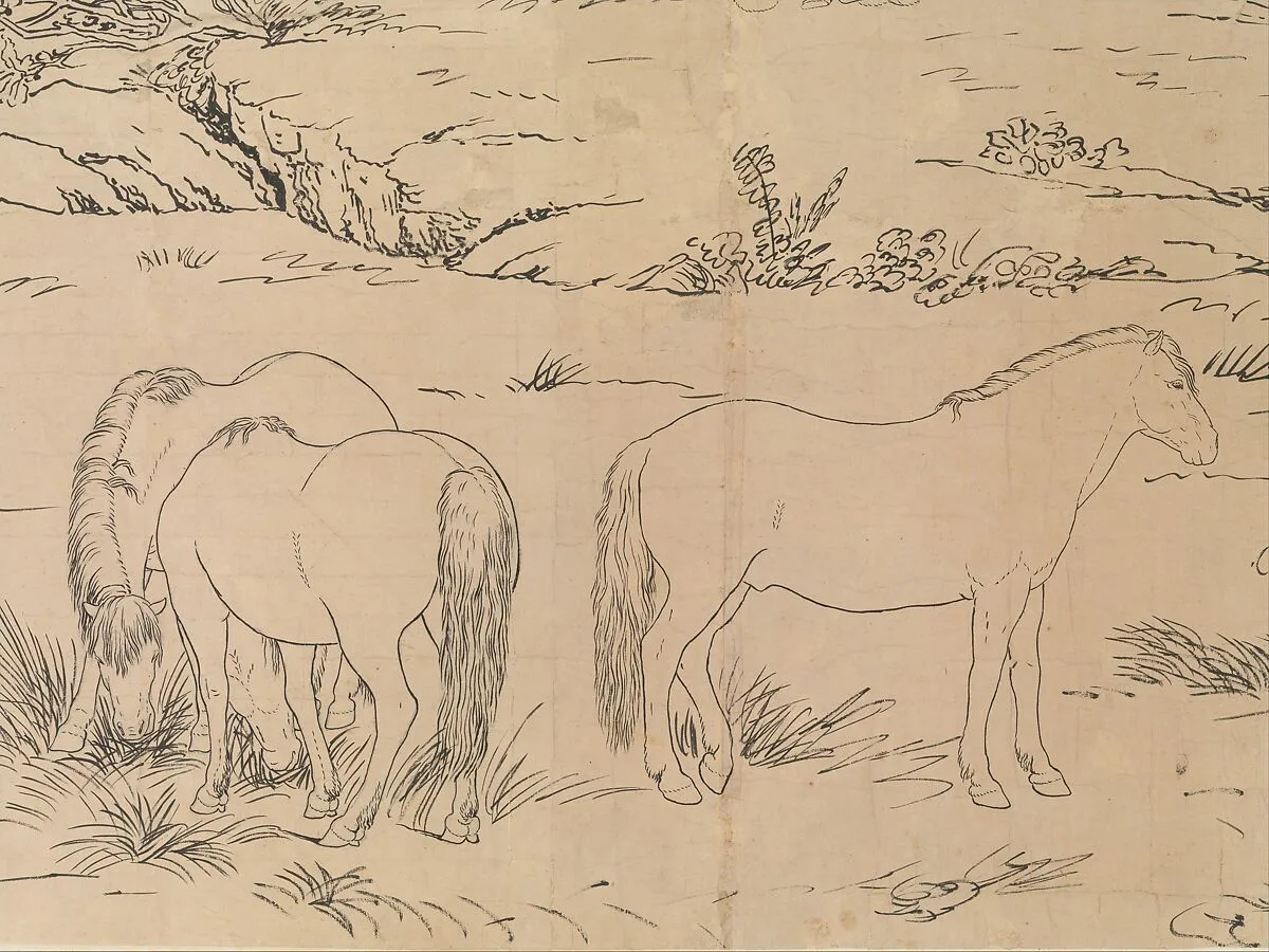 清 郎世寧 百駿圖白描稿 卷|One Hundred Horses — Giuseppe Castiglione